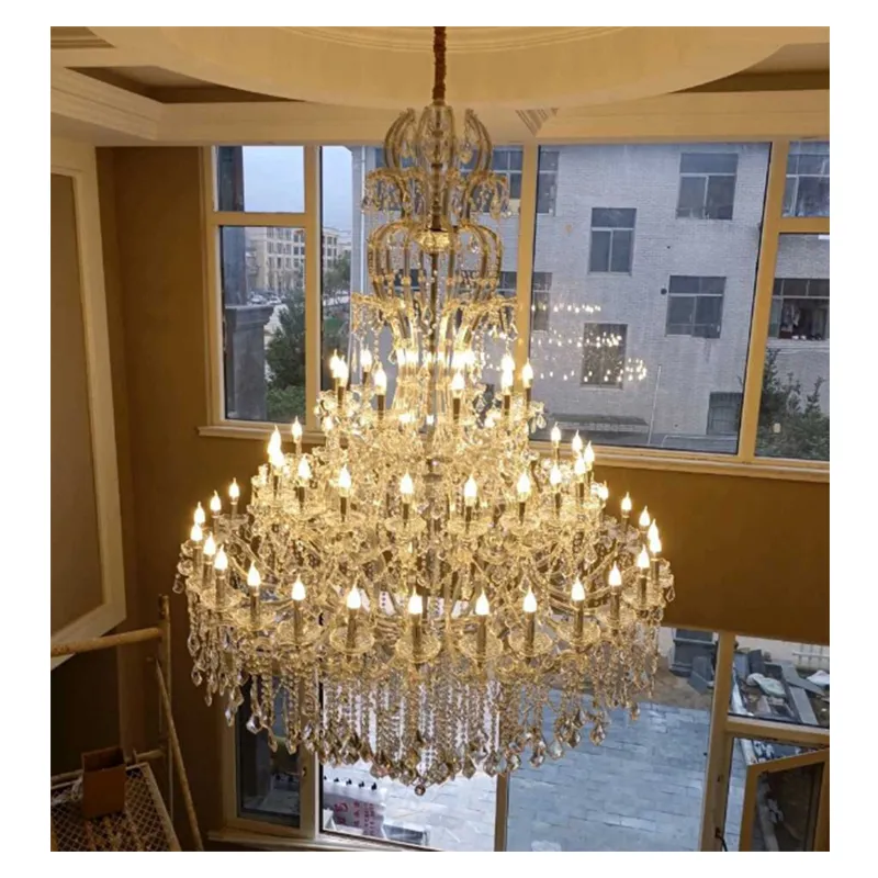 Vendita calda promozionale personalizzato hotel di lusso oro grandi luci a sospensione lampadario di cristallo Maria Theresa