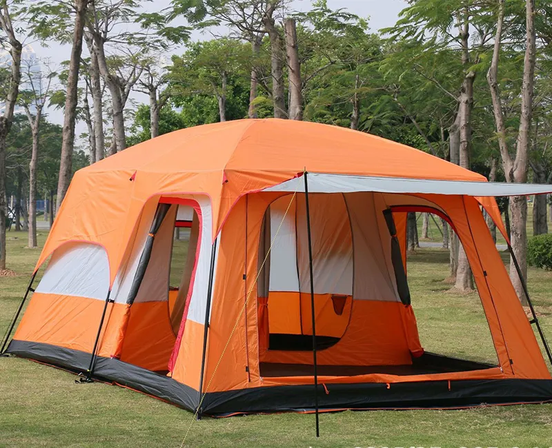 Tenda luar ruangan mewah, tenda berkemah tahan angin besar empat musim untuk keluarga besar 4 orang