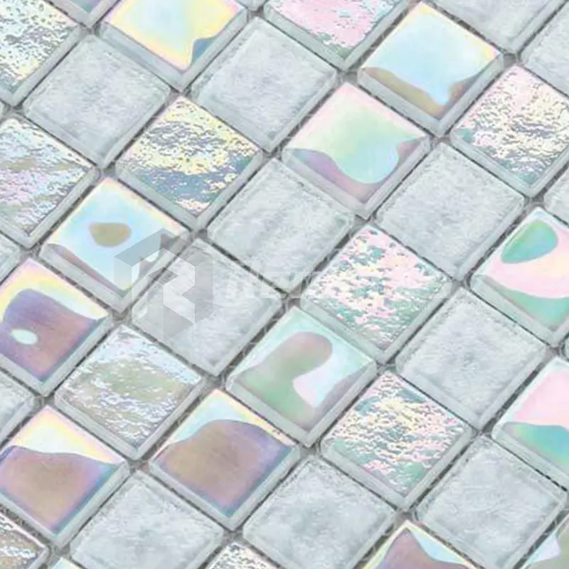 Realgres Swimming Pool Glass Crystal White Mosaic Tile For Wall And Floor Decoration Swimming Pool Glass Mosaic Tile