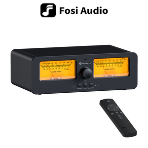 Fosi <strong>Audio</strong> LC30 <strong>2</strong>-in-<strong>2</strong>-out Speaker Switcher Dual Analog VU Meter DB Panel Display Remote <strong>Audio</strong> Selector Amplifier - Product Image 3