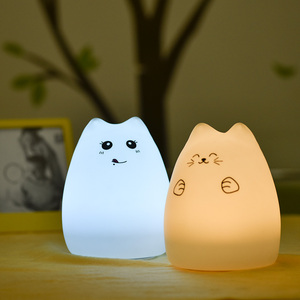 ベストセラーUSB充電式猫シリコンナイトライト子供ABS素材LED光源タッチコントロール小型カラフル - Product Image 3