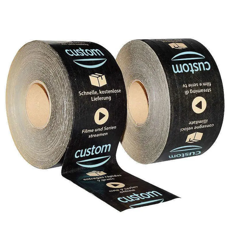 ロゴ付きブランドクラフト紙小包テープを梱包するための環境にやさしい茶色の粘着性片面自己粘着性配送テープ