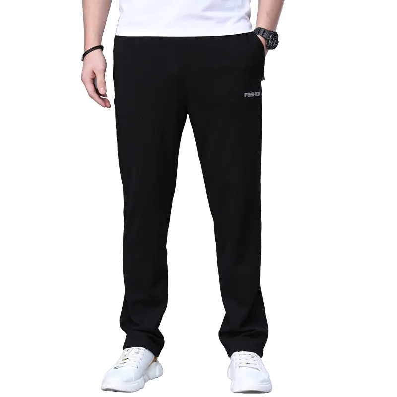 Erkekler koşu gevşek spor koşu pantolon spor pamuklu pantolon Joggers eğitim elastik bel rahat Sweatpants spor pantolon