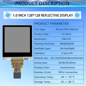 Sharp 1 inch 128x128 Monochrome LCD 10Pin SPI Interface Sunlight Readable Reflective TFT LCD Display Panel Module LS010B7DH04 - Product Image 2