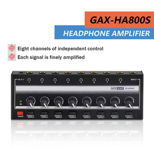 Amplificador de auriculares de monitoreo de ocho vías, distribuidor de señal de amplificador de auriculares, monitoreo de una entrada y ocho salidas, 1 de 8 vías