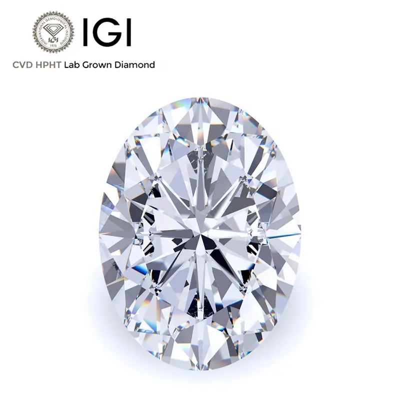 Diamante CVD HPHT sintético mais barato por atacado, diamante oval certificado IGI de 0,5 ct - 5 quilates, diamante solto CVD sintético cultivado em laboratório