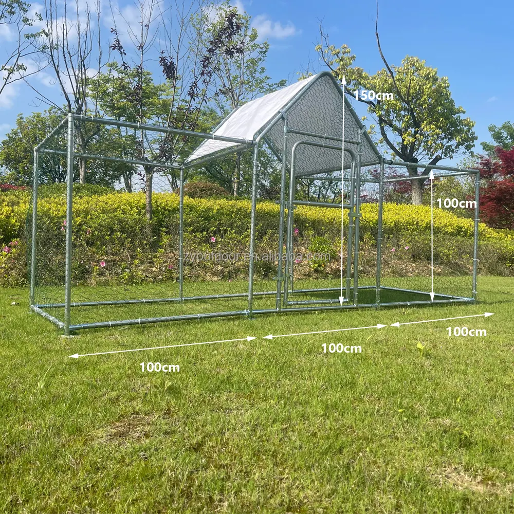 Hot bán giá rẻ Nhà Máy Giá lớn đi bộ trong gà chạy Coop và kim loại gà lồng hen nhà 9.8x6.5x6.5ft