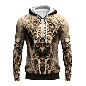 Sudadera con capucha con estampado de calavera ahuecada para hombre Popular 2024, ropa de calle de moda para hombre