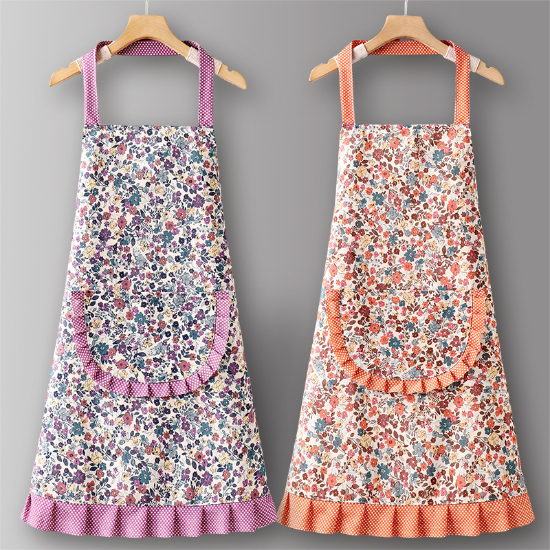 LZ650 Halter floral de algodón slub Naranja+Morado