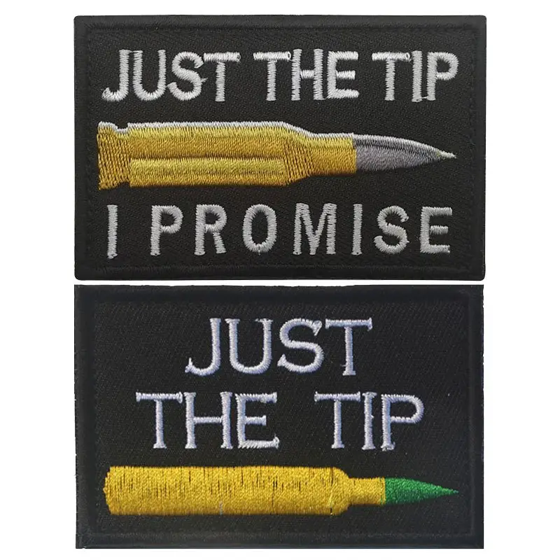 NEW Just The Tip Penetrator Funny 3D Embroidery Patches 8cm Hook and Loop Velcro-Patch For Cap