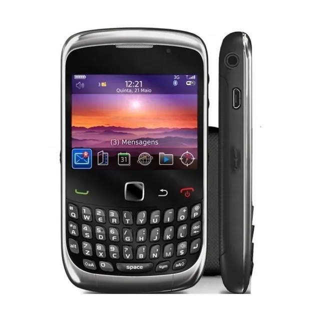 Ponsel Blackberry Curve 3G 9300, QWERTY tidak terkunci Bar sederhana klasik GSM asli