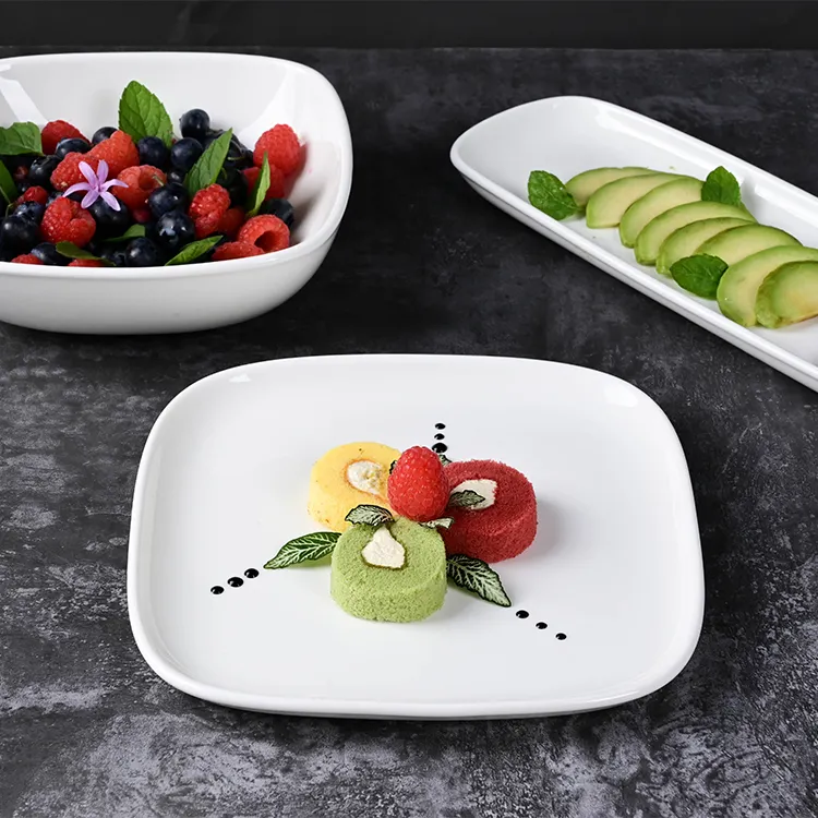 PITO custom square shape white modern style porcelain dinner plates bone china plates dinnerware tableware for horeca