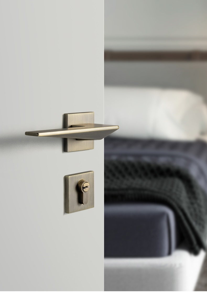 Safety Black Zinc Alloy Interior Door Handle Lever Lock With  Mortise Lock Door Handle