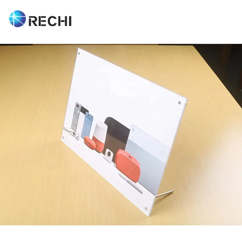 RECHI Clear Acrylic Sign Holder Table Menu Display Stand Counter Magnetic Photo Frame Acrylic Sign Holder Acrylic Menu Card Sign