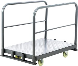 Çelik Panel kamyon ağır Platform el arabası kereste arabaları alçıpan Dolly Flatbed sepeti bagaj kuru ahşap için 2 korkuluk ile