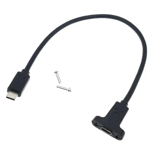 20เซนติเมตร USB-C USB 3.1ชนิด C สายข้อมูลขยายตัวผู้ไปยังตัวเมียพร้อมรูสกรูยึดแผง - Product Image 1