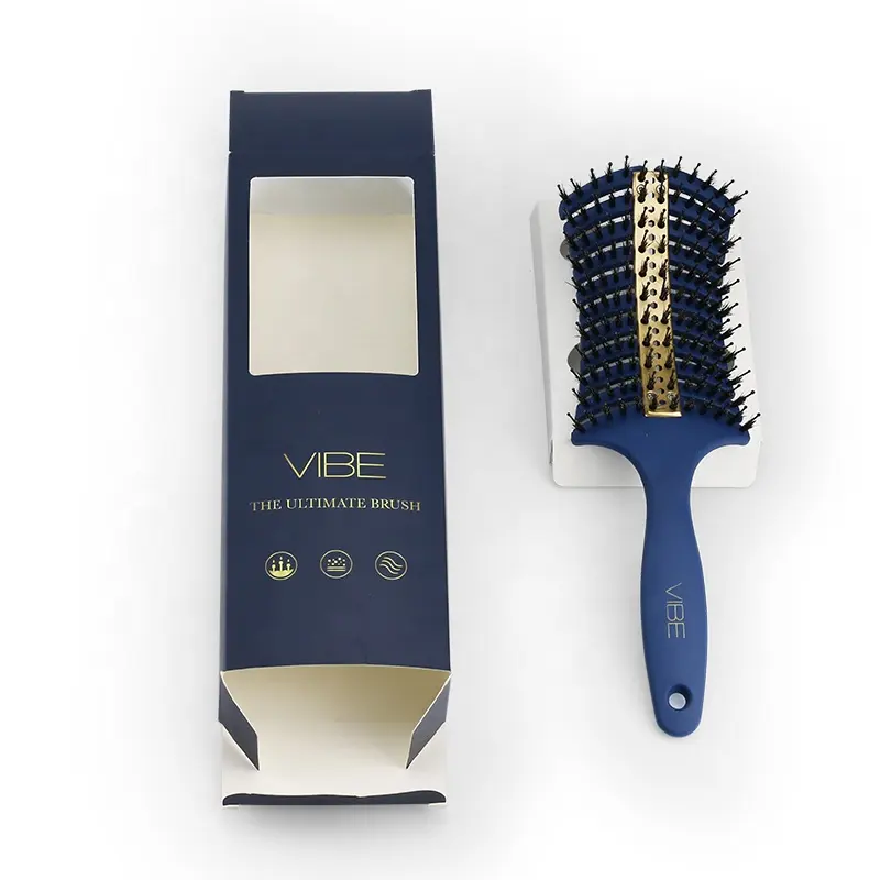 Boîtes d'emballage personnalisées en papier pour brosses à cheveux, avec fenêtre en PVC transparente et insertion de papier, 10 pièces