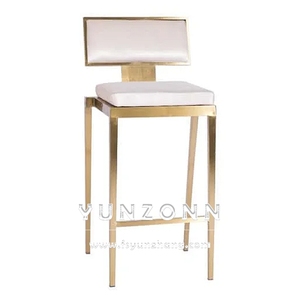 Manhattan Bar phân nhung màu be với bọc chân kim loại vàng và tựa lưng vải cho khách sạn - Product Image 2