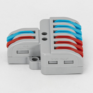 Conectores 221 Conector de tuerca de palanca 2 en 6 Bloques de terminales Montaje en riel DIN Cables trenzados sólidos/finos Conector de cable de alimentación compacto - Product Image 2