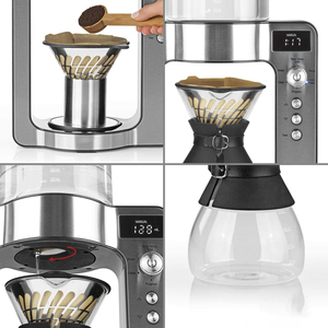 Fully <strong>Automatic</strong> Pour Over Coffee Brewer Custom Temperature Ratios Programmable <strong>Timer</strong> Household Use Stainless Steel Glass Housing - Product Image 4