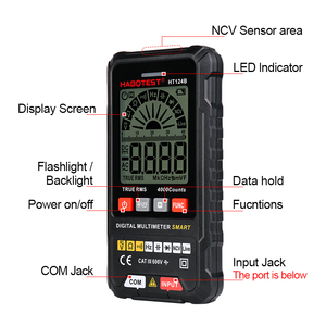 HABOTEST HT124B AC DC สมาร์ทและโทรศัพท์มือถือขนาดเล็กมัลติมิเตอร์อัตโนมัติดิจิตอลมัลติมิเตอร์ - Product Image 2