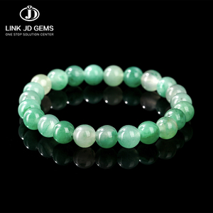 JD GEMS 세미 귀중한 라운드 스톤 비즈 탄성 팔찌 천연 아프리카 녹색 dulong 옥 팔찌 - Product Image 1