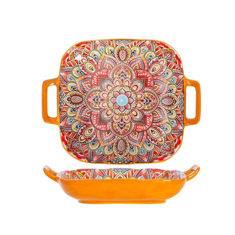 Orange 9-inch double handle plate