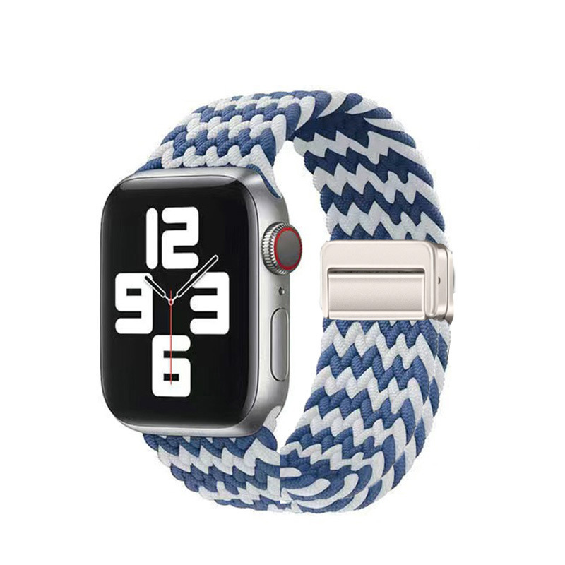 Boucle W bleu et blanc-argent
