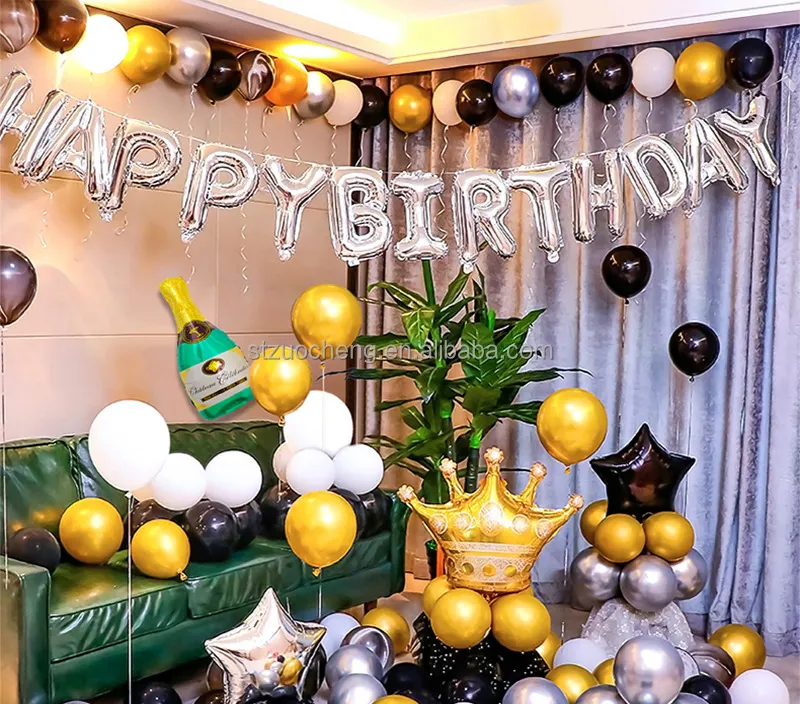 Garrafa de champanhe para crianças e adultos, conjunto de decoração de festa de feliz aniversário, preço de fábrica, balões para festas