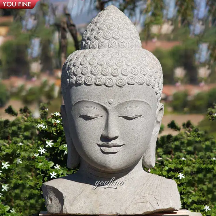 Estatua de Buda de mármol Natural, escultura de busto grande para jardín al aire libre