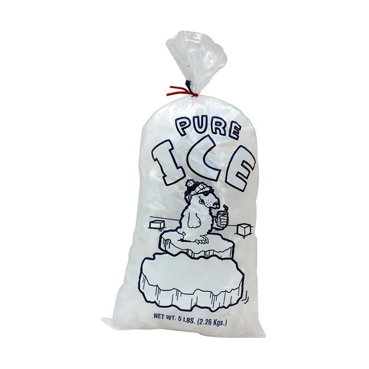 Индивидуальный логотип шаблон ледяной пластиковый пакет для упаковки льда прозрачный пластиковый пакет для льда