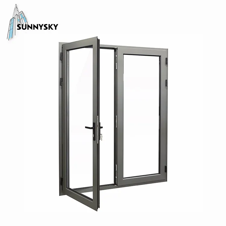 Sunnysky – porte française intérieure et extérieure en verre lovuer réglable sur mesure