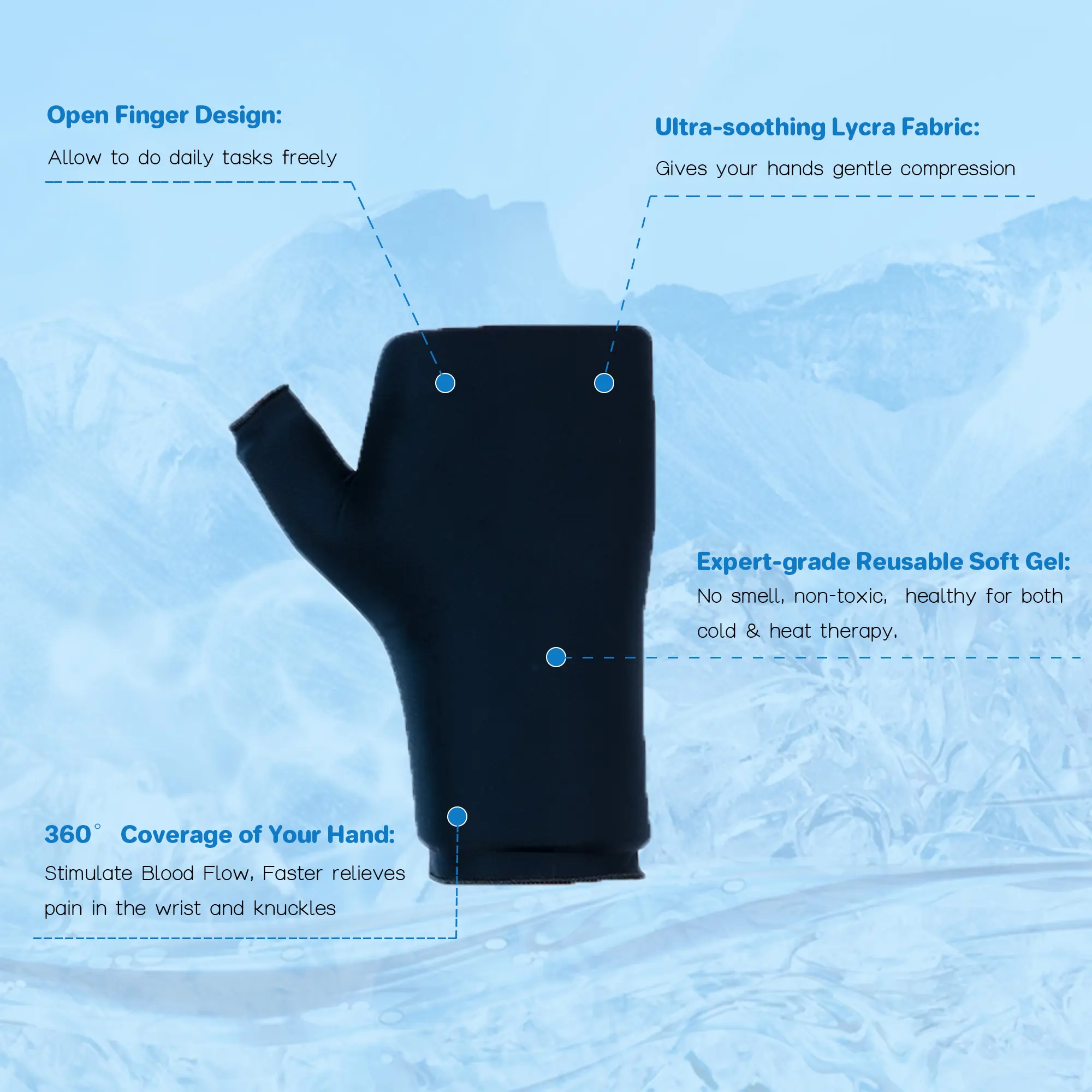 Impacco di ghiaccio da polso da polso portatile con impacco caldo e freddo riutilizzabile per lesioni artrite del Tunnel carpale