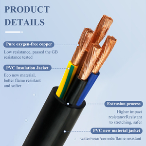 高品质电动RVV电缆铜芯2x 0.75mm 4x2.5mm 3x0.75mm2 4x1.5mm2 PVC绝缘电导体屏蔽 - Product Image 5
