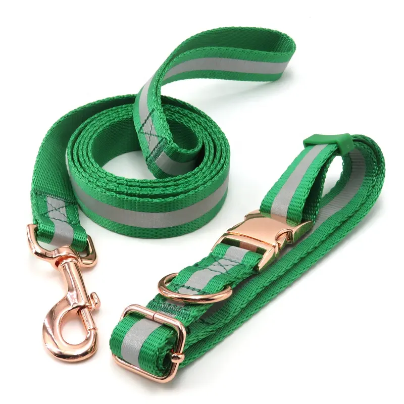 Manufacturer Wholesale Minimum Order Print Adjustable Nylon Dog Collar with Leash set for dogs