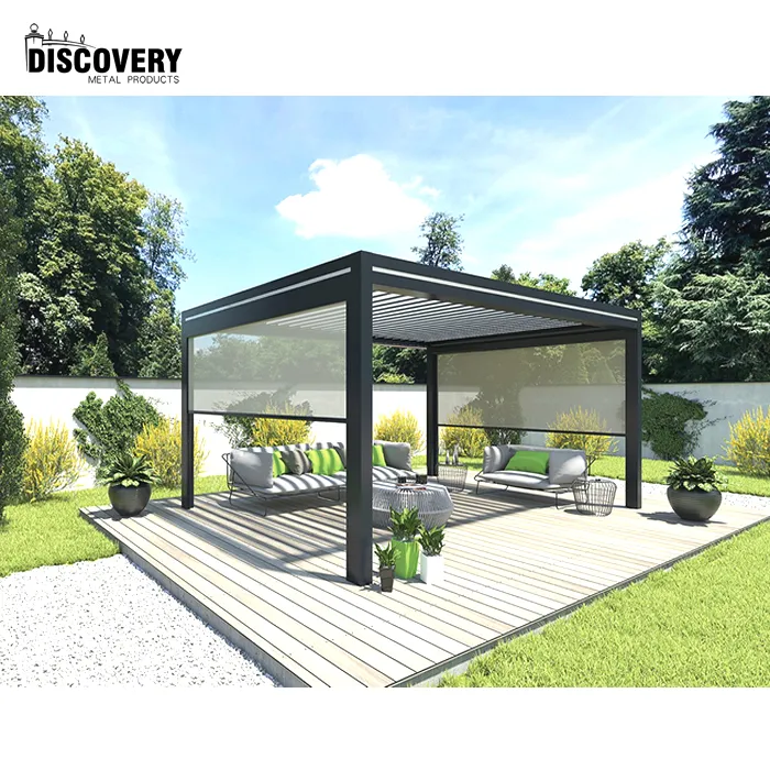 DIY Modern Design Bioclimatic Awning Cover Waterproof folding Louvre Roof Louver Gazebo Outdoor Aluminum Pergola