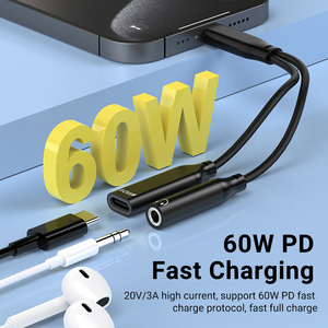 带PD 60w快速充电电缆的定制USB C型至辅助适配器 - Product Image 5
