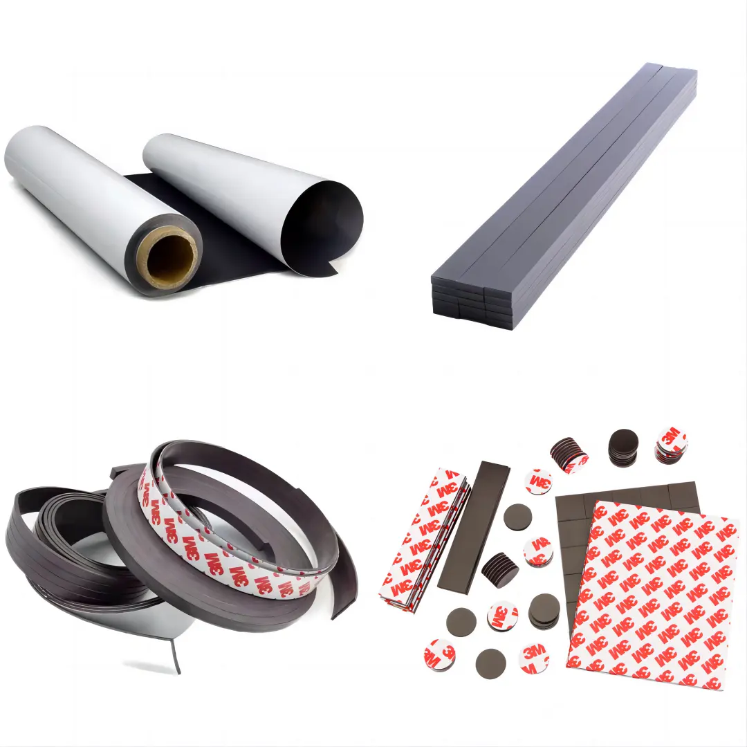 Magnetische Flexibele Rubber Isotrope Magneet Vinyl A4 Sheet Roll Sterke 3M Tape Kleefmagneten Voor Koelkast Zacht