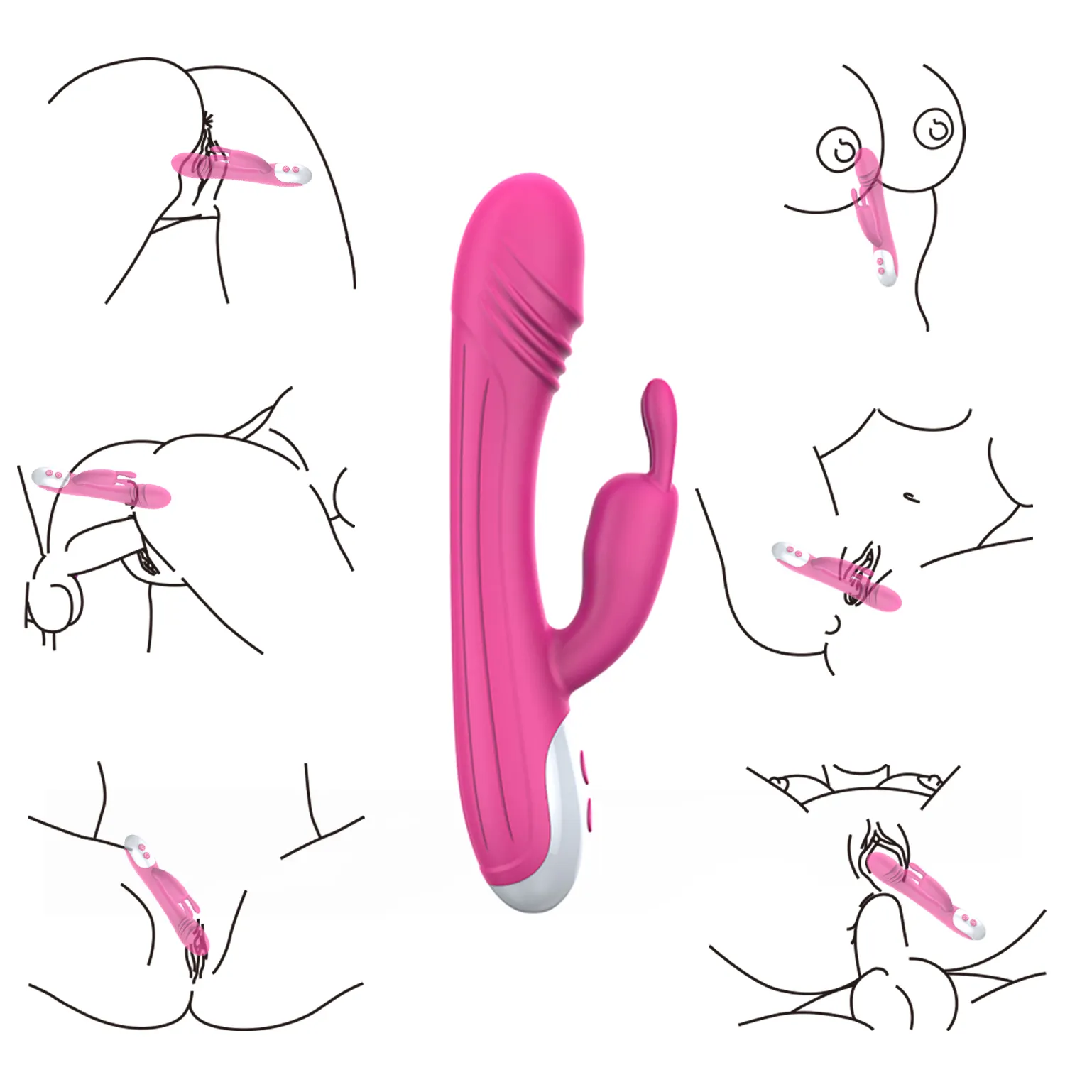 Venta caliente 7mods vibraciones 2 motor vibrador punto G conejo estimulador del clítoris masajeador recargable mujer adulto juguete sexual