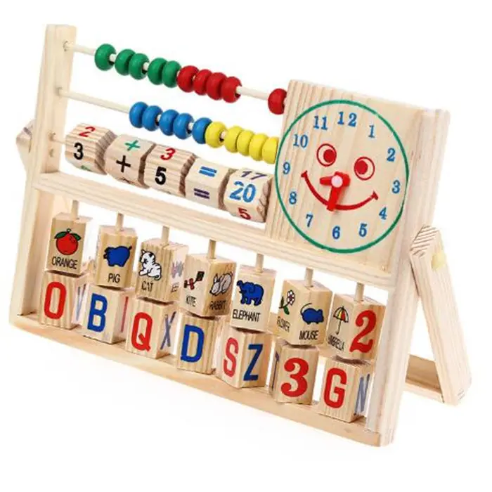 Hochwertiges Babys pielzeug Montessori Holz Farbe lächelndes Gesicht Uhr Berechnung Früh kindliche Bildung Vorschule rziehung Kinderspiel zeug
