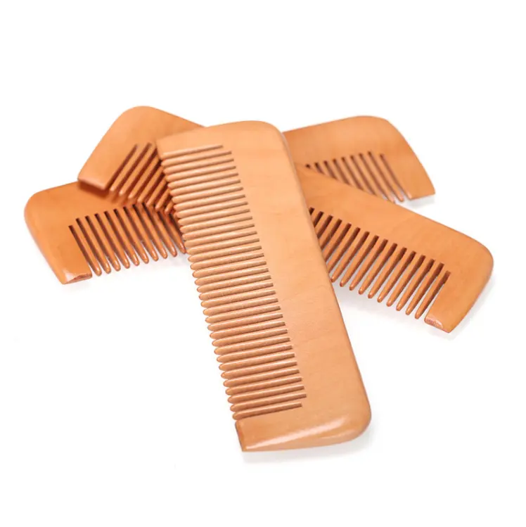 Anti-Static Beard Pocket Comb personalizado livre logotipo cabelo madeira Comb preço barato punho longo Pente de madeira