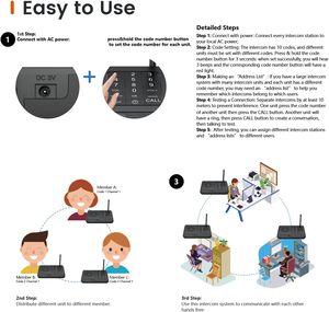 <strong>Wireless</strong> Hands Free <strong>Intercom</strong> <strong>System</strong> for Home Use1 Mile Range, Full Duplex 2 <strong>Way</strong> <strong>Wireless</strong> <strong>Intercom</strong> <strong>System</strong> for Business Office - Product Image 5