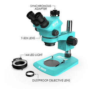 Microscopio RF4 RF7050TV Microscopio trinocular digital 7x-50x 144 Luz LED ajustable a prueba de polvo Lente ocular Ocular PCB SMD IC - Product Image 2