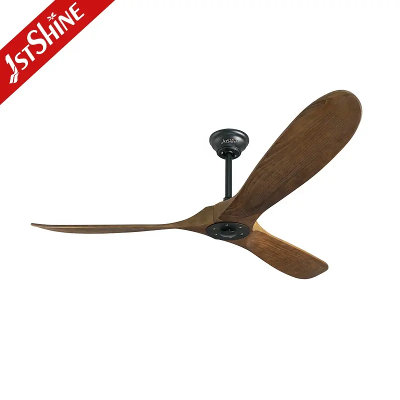 1stshine ceiling fan special promotion quiet copper motor 3 wooden blades 60" no light ceiling fan with smart APP control