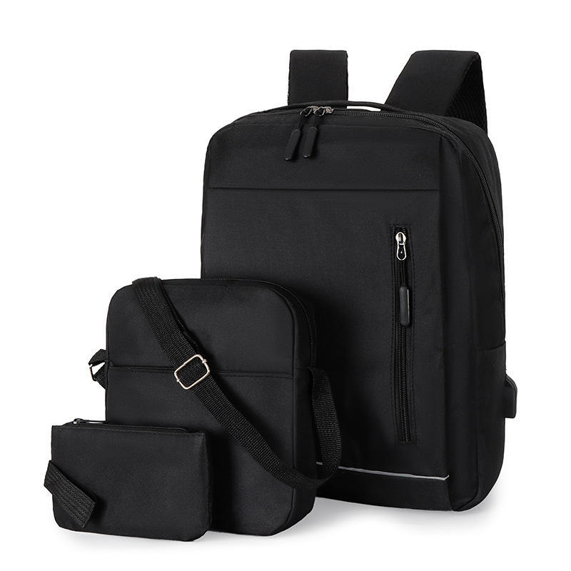 Mochila negra, bolso de hombro, clutch
