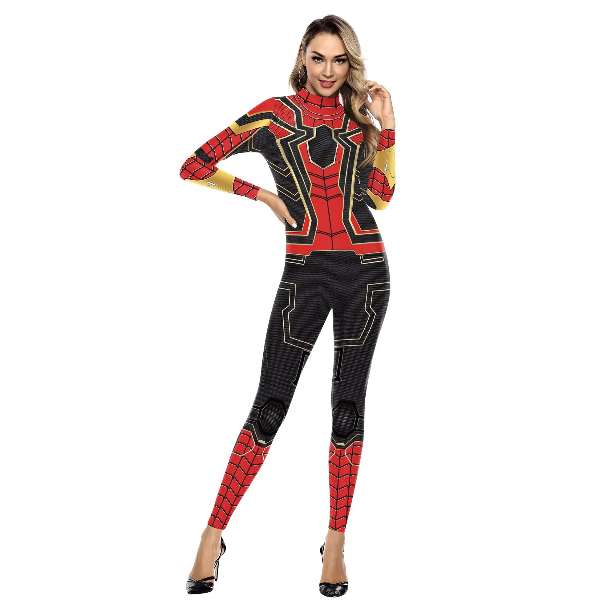 Disfraz De Spiderman para Hombre y mujer, traje De Cosplay De Spiderman con cubierta facial, para Halloween