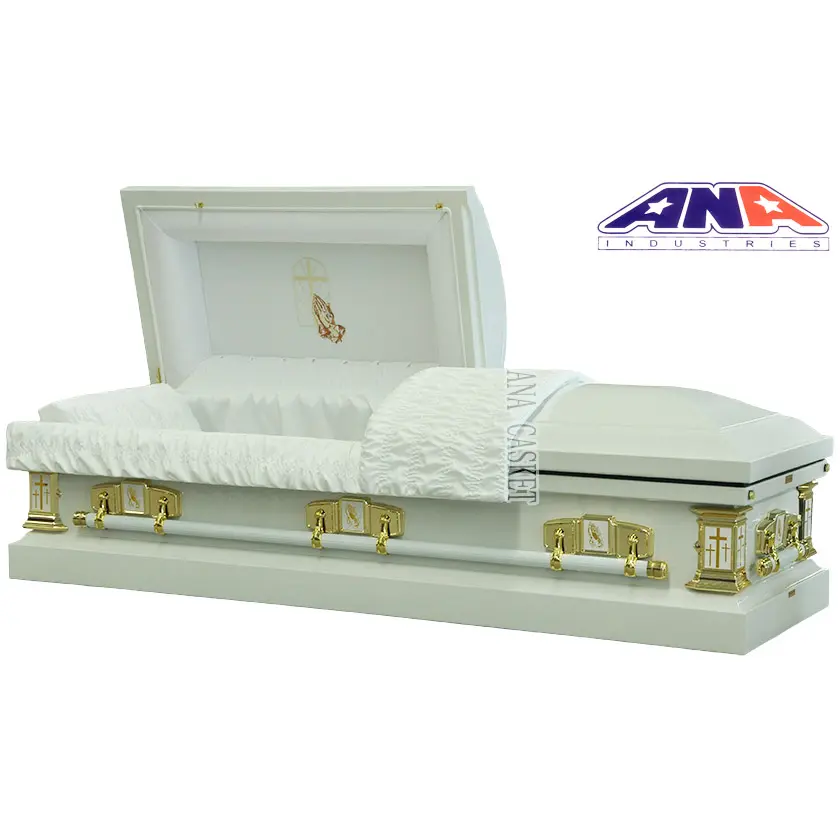 ANA fabriqué en chine style AMÉRICAIN dôme Bible croix 18 Ga funéraire En Acier en métal cercueil