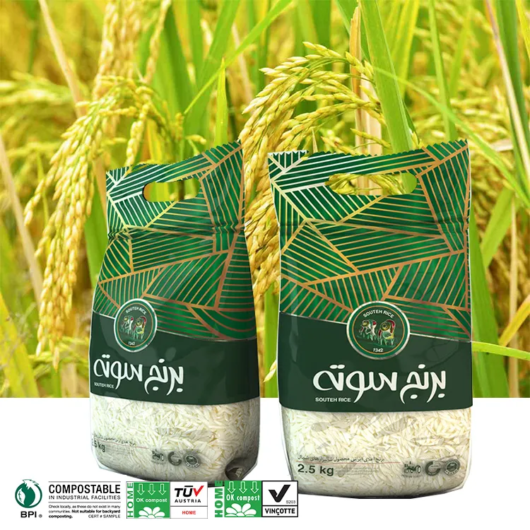 Bolsas de plástico Biodegradable para embalaje de arroz, paquetes de plástico con estampado personalizado, Eco, de la India, Filipo, Cambogia, japonesa, 1kg, 2kg, 5kg, 10kg, Pla, Pbat