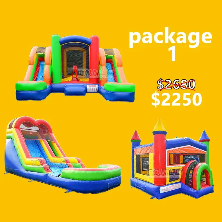 Precio de paquete de promoción de agosto, casa de rebote inflable, tobogán de agua comercial, castillo hinchable a la venta