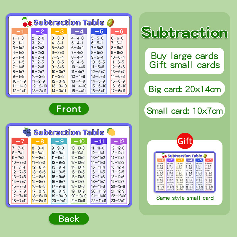 Table de soustraction - Achetez en gros, recevez une carte cadeau.